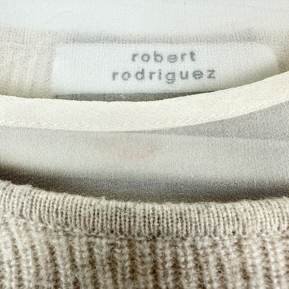 Robert Rodriguez Wool Cashmere Silk Layered Sweater Size Medium Beige Cream - Picture 3 of 5